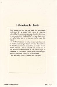 L'ouverture du chemin