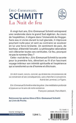 Livre La Nuit de feu - Eric Emmanuel Schmitt retro