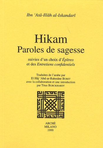 Livre Hikam-Paroles de sagesse - couverture